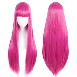 Linfairy Anime Hot Pink long Princess Wig Halloween Costume Cosplay Wig for Women 85CM (1 Count, Rose Red)