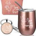 Tessco for you 3 Pcs Employee Appreciation Gifts for Women Inspirational 12 oz Tumbler Enough Keychain Makeup Bag Thank You Gift for Nurse Teacher(Pink,Boho)