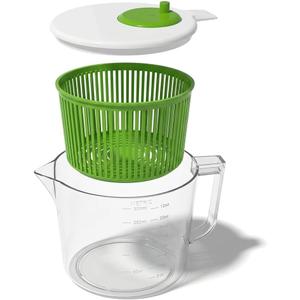 Cooler Kitchen Small Salad Spinner Mini Lettuce Spinner and Dryer with Measuring Cup Bowl Compact Veggie & Fruit Washer, Salad Dryer Spinner Dishwasher Safe, BPA-Free