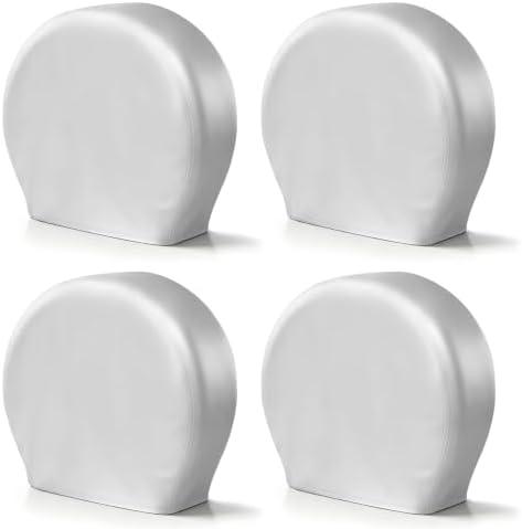 Explore Land Tire Covers 4 Pack Fit Tire Diameters 23-25.75 inch, Silver | UV-Resistant, Tough Wheel Protector for Truck, SUV, Trailer, Camper, RV, All Weather Protection