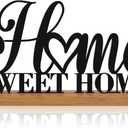 Teenyyou Home Sweet Home Sign House Table Decor Bless Centerpiece Black Metal Word Sign with Wooden Base for Sweet Family Tabletop Desk Decoration Housewarming Gift