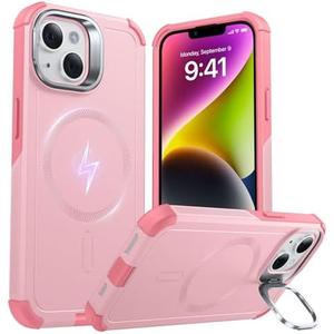 ESR for iPhone 13 and iPhone 14 Case with Stand, 23 ft Military-Grade Drop Protection Heavy Duty Magnetic Phone Case, Compatible with MagSafe Accessories, Cyber Series, Pink
