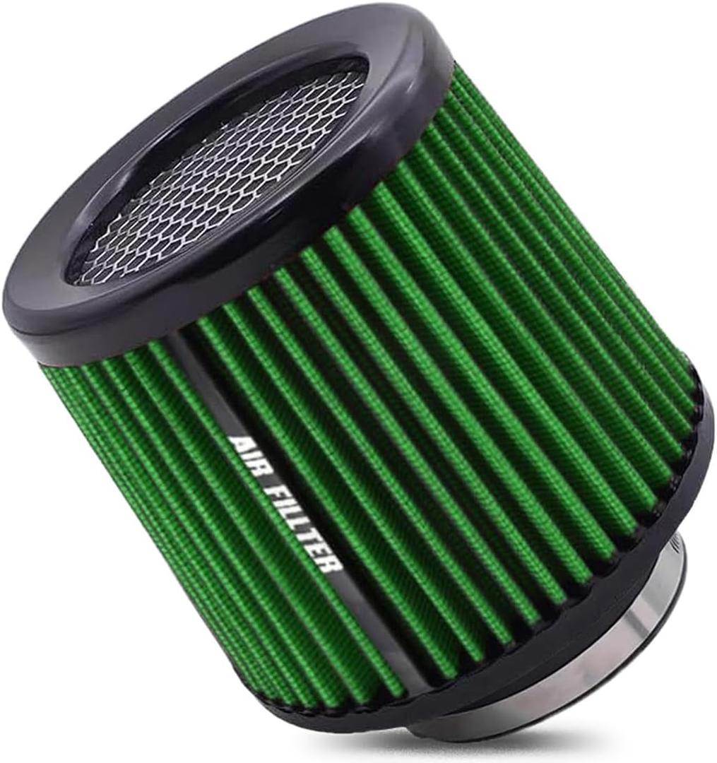 muge racing Universal 3 Inch 76mm Air Intake Filter Replacement Cone Air Filters Quality Dry Air Filter (Green)
