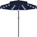 AreShark 9ft 2 Tiers Patio Umbrella with Solar Lights, Outdoor Umbrella w/ 32 LED Lights&8 Sturdy Ribs, Table Umbrella for Deck, Backyard, Pool(Navy)
