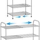 Botion 3 Tier Expandable Shoe Rack for Closet, Stainless Steel Shoe Shelf, Strong Weight Capacity Shoes Organizer, Easy to Install and Saving Space Standing Shelf with Sturdy Frame(3 Tier)