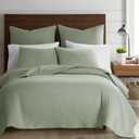 Levtex Home Cross Stitch Reversible King/Cal King Quilt Set (106x92in) and 2 Pillow Shams (36x20in) - Stitch Texture - Desert Sage - Cotton King Size Quilt Bedding Set - Lightweight Soft Pre-Washed