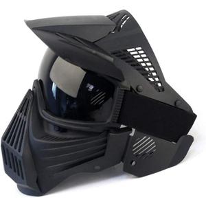 Tactical Mask Airsoft Masks, for Airsoft BB Hunting, CS Game Full Face Tactical Gear, Impact Resistant with Goggles, Motocross Skiing Outdoor Activities (Black/Gray Lens)