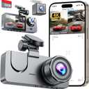Dash Cam Front and Rear Inside 3 Channel, 4K Full UHD Dash Camera for Cars Built-in 32GB Card with IR Night Vision, 24 Hours Recording, Loop Recording, G-Sensor (Black)
