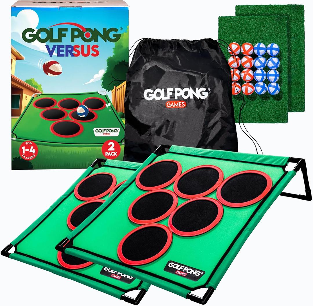 Golf Pong Versus Edition, (2 Pack) Game Set, Jumbo Backyard Lawn Game, Portable Indoor/Outdoor Chipping Golf Gift for Men, Women & Family