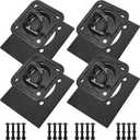 Recessed D Ring Tie Down Anchors 4 Pack (6,000 Lbs), Heavy Duty Trailer Floor Tie Downs and Anchor Points for Securing Cargo, Equipment, ATV, UTV, Truck Black