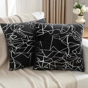JELLYMONI Sparkling Decorative Pillow Covers Set of 2, 45x 45  Glitter Decorative Cushion Covers for Couch, Sofa, Bed - Luxuriously and Sparkling Metallic Design (Sliver Black)