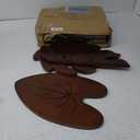 BAMEOS Monstera Leaf Nesting Tables Set of 2, Small Coffee Table Set with Leaf Vein Pattern, Modern Wooden Side Tables for Living Room Bedroom Apartment Balcony Yard, Monsetera