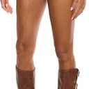 RoseSeek Women's Lace Frill Layered Mini Shorts Elastic Waist Low Rise Skinny Y2K Shorts (Brown) XS