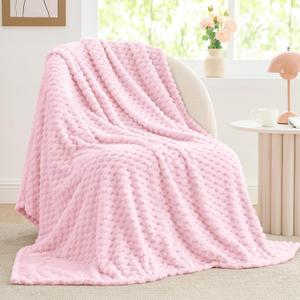 BEDELITE Fleece Blanket - 3D Jacquard Decorative Cherry Blossom Throw Blankets for Couch & Bed, Soft and Cozy Warm Plush Fluffy Blanket All Seasons Suitable, 50x60Inches