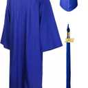GraduationMall Matte Graduation Gown Cap Tassel Set 2026 for High School and Bachelor (45 Plus, Royal)