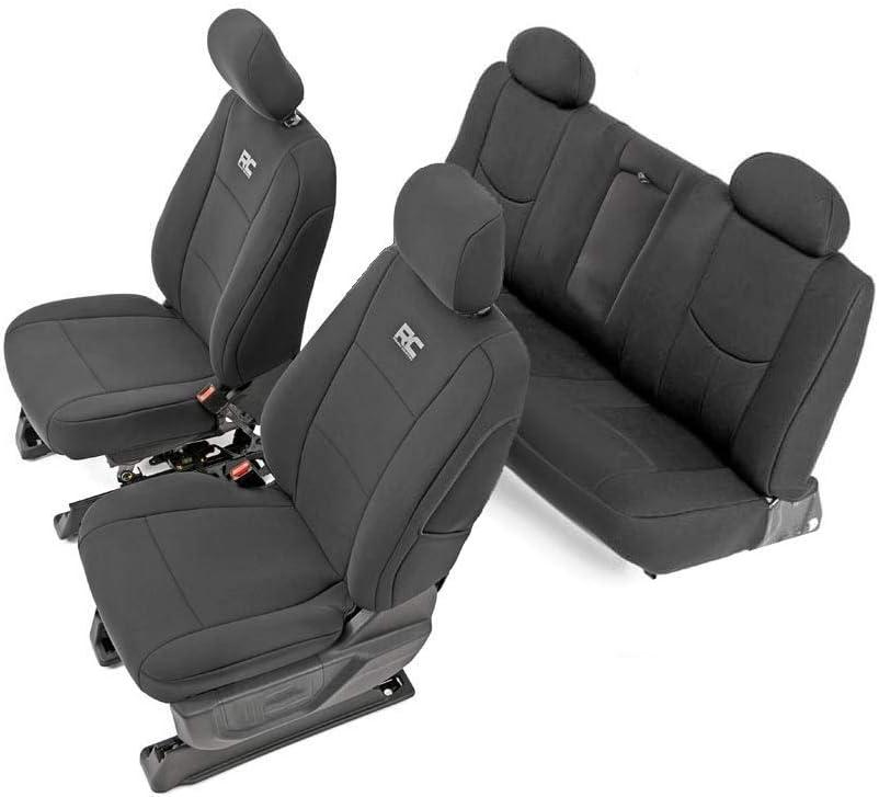 Rough Country Neoprene Seat Covers for Chevy Silverado & GMC Sierra 1500 (2014-2018) - Waterproof & UV Resistant, Foam Padded, Front & Rear Seat Cover Set
