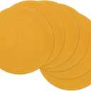 SHACOS 15 inch Round Braided Placemats Set of 6 Non Slip Washable Kitchen Table Place Mats Cotton Polyester Heat Resistant Table Mats for Home Wedding Dinner Party Table Decor, Mustard Yellow