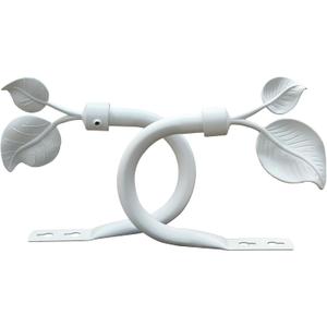 Leaf Shaped Curtain Holdbacks Set of 2 Wall Mounted Window Drapery Metal Tieback Hooks Matte White