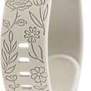 Floral Engraved Bands Compatible with Garmin Venu 4 45mm/Vivoactive 4/Venu 3/Venu 2 45mm, 22mm Soft Silicone Flower Pattern Wristband for Garmin Forerunner 255/255 Music/265/745 Smart Watch