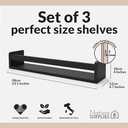 NATURE SUPPLIES Set of 3, 23" Black Floating Shelves for Wall, Kids Bookshelf for Bedroom, Nursery Storage for Rooms, Modern Wall-Mounted Display for Books, Toys, and Decor in Home or Office Spaces