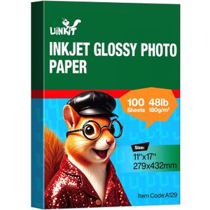 Uinkit 11x17 100 Sheets Photo Paper Glossy Inkjet 48lb Single Side Print Poster Playbill Obituary Papers for Funerals Bulletin Gallery Show Photographic 11 x 17 Copy Printing A3 Value Packed