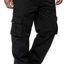 AIFARLD Men's Cargo Pants with Pockets Cotton Hiking Sweatpants Casual Athletic Jogger Sports Outdoor Trousers Relaxed Fit Black Large