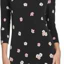 Tommy Hilfiger Women's 3/4 Sleeve High Neck Ruffle Trim Jersey Mini Dress (10, Black/Bridal Rose)