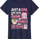 Just A Girl Who Loves Anime Ramen and Sketching Japan Women T-Shirt, Size XS