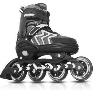 MammyGol Inline Skates for Adults Kids, Adjustable Aggressive Durable Roller Skates with Giant Wheels, High Performance Skates for Men Women Boys Girls (Adult (9-12M/10-13W), Black)