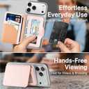 for MagSafe Wallet, Magnetic Phone Wallet RFID Blocking, Slim 5-8 Card Holder with Cash Slot & Clear ID Window, Minimalist Mag Safe Wallets for iPhone 17/16/15/14/13/12 Series, Blush Pink