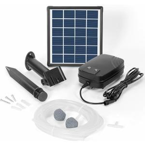 Biling Solar Pond Aerator with Battery Backup, 3 Modes Solar Air Pump with Pond Bubble Regulator for Outdoor Fish Pond Stock Tank Aquarium Hydroponics (4W)
