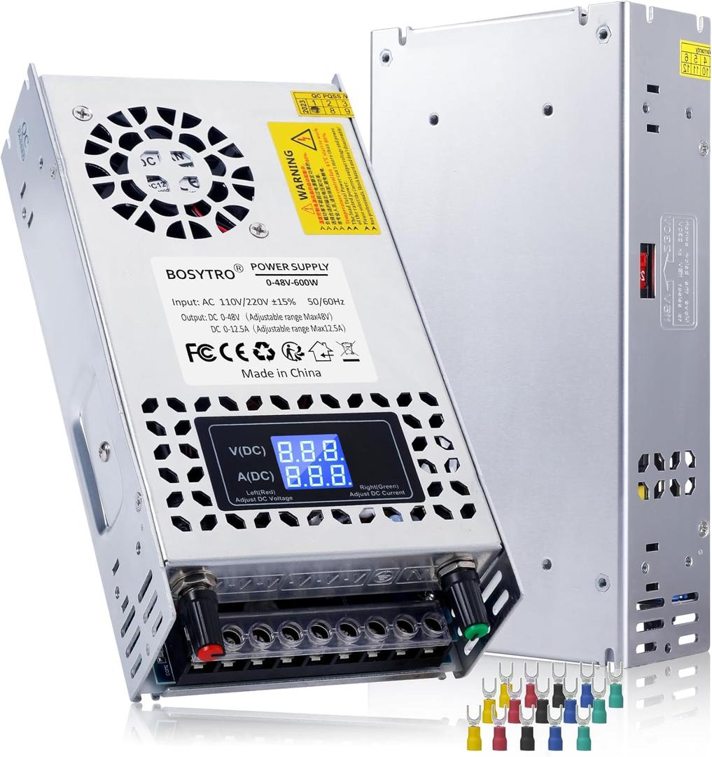 48V Adjustable dc Power Supply 600W,Switching Power Supply AC 110V/220V to DC 0-48V DC Converter with LED Digital Display, 5V 24V 36V Buck Converter for Dimmable LEDs,3D Printer,Computer Lab