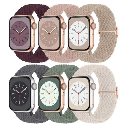 Braided Solo Loop Compatible with Apple Watch Band 38mm 40mm 41mm Women Men, Adjustable Stretchy Bands Elastic Sport Wristbands for iWatch Series 11 10 9 8 7 6 5 4 3 2 1 SE 3