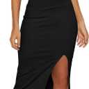 WAYMAKER Women's Sexy V Neck Spaghetti Strap Sleeveless Wrap Ruched Side Slit Bodycon Cocktail Party Wedding Guest Dress, Small