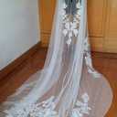 Wedding Capes Lace Bridal Veils Appliques Bridal Wraps Cathedral Length Wedding Cloak (White), Size: 3 Meter