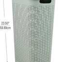 Mind Reader Slim Laundry Hamper with Lid, 40L Clothes Basket, Narrow Tapered Design with Ventilated Cutout Pattern, Plastic, Mint, Single