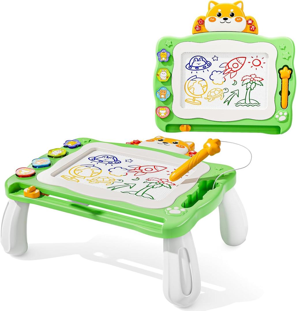 NIPLOOW Magnetic Drawing Board with Early Educational Toy, Doodle Board Montessori Preschool Travel Toys Gifts for 3 4 5 6 Year Old Etch Sketch Erasable Writing Pad (White)