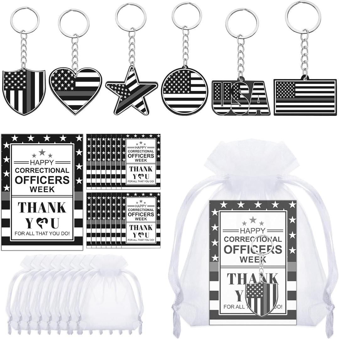 Kenning 48 Sets Correctional Officers Week Acrylic Keychain Gifts Bulk Thank You Prison Police Correctional Officers Appreciation Gifts Party Favors