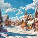 Pnylzzyxh Candyland Christmas Backdrop Christmas Village Town Backdrops for Kids Winter Party Decorations Photography 10x8ft Cartoon House Xmas Holiday Background Baby Shower Studio Props (Blue)