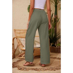 SOLY HUX Women's Plus Size Palazzo Pants Elastic Waist Straight Leg Summer Casual Trousers Plain Army Green XLarge Plus