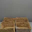 BARIEN Set of 6 Natural Water Hyacinth Woven Storage Baskets 12.6 x 8 x 7, Rectangular Wicker Basket with Built-in Handles, Medium (Natural - Set of 6)