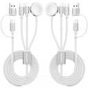 2Pack Travel Essentials,3 in 2 USB C Cable for Apple Watch Charger,iPhone Charger, Multi Charging Cable, Cruise Vacation Camping, Portable for iWatch Series 11-2/Ultra/SE & iPhone 17-12, Car, White