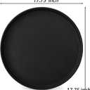 TOPZEA 3 Pack Large Restaurant Serving Tray, 18 Inch Plastic Black Round Server Tray, Non-Slip Rubber Lined Bar Drink Trays Cafeteria Buffet Food Service Trays for Coffee Table, Kitchen, Party