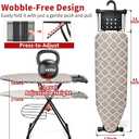 Ironing Board, 43"13" with Iron Rest, 7 Adjustable Height & Clothes Shelf | Iron Board with Bulit-in Hook and Hanger Bar, 4 Layer Heat Resistant Cover and Pad for Home Apartment Dorm Laundry Room, Gray