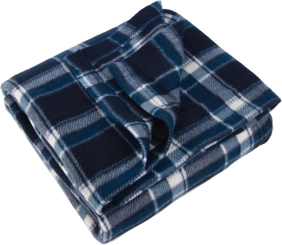 Trail maker 50x60 Throw Blankets, Plaid Fleece Throw Blankets for Bedroom, Couch, Livingroom, Chair, Pets, Outdoors (Blue)