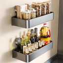 ONXE 2 Pack Suction Cup Spice Rack, Moveable Spice Shelf for Kitchen Refrigerator, Wall, Oven, Cabinet, No-drill Organizers Storage Seasoning Organization, Kitchen Essentials Gadget
