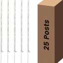 25 Pack Electric Fence Posts, 48 Inch Step in Fence Post, White Temporary Plastic Fence Post for Patio, Garden, Orchard, Farm Protection