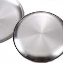 Steel Plates 2 Set 8 Inch Metal Round Dinner Plate Dishes for Serving/Snack/Camping, Dishwasher Safe Metal Dinner Plate
