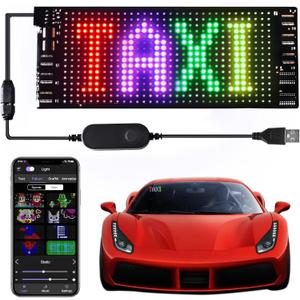 Programmable Open Sign - Bluetooth App Controlled LED Car Display, DIY Custom Text/Animation Scrolling Panel for Shop Window, Business Events, Home Decor - Flexible 7''x3'' USB Matrix