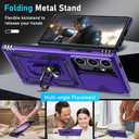 Janmitta Compatible with Samsung Galaxy S25 Ultra Case Built in Slide Camera Lens Cover+Screen Protector+Finger Ring Holder Kickstand,Heavy Duty Shockproof Full Body Phone Cover,2025 Purple